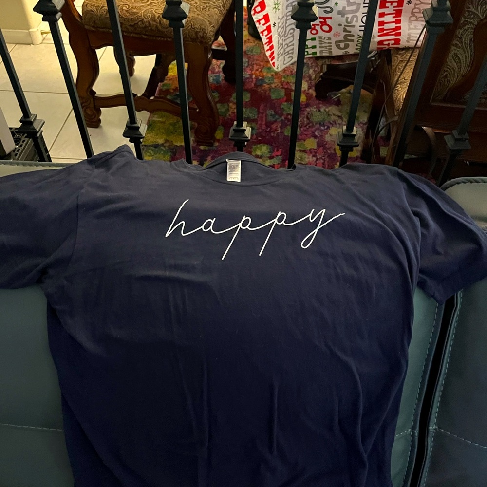 Dark navy blue “Happy” shirt